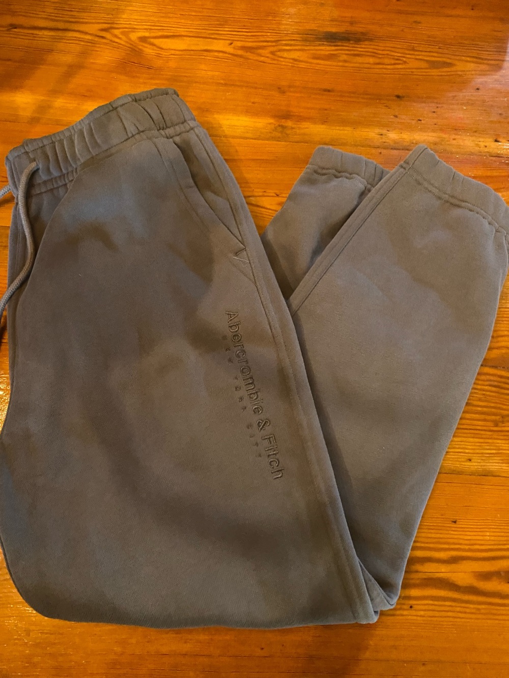 Abercrombie & Fitch Men's Slate Gray Embroidered Logo Joggers